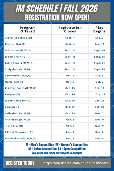 Intramural Schedule Fall 2026
