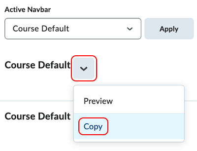 Copy default course navbar Copy default course navbar