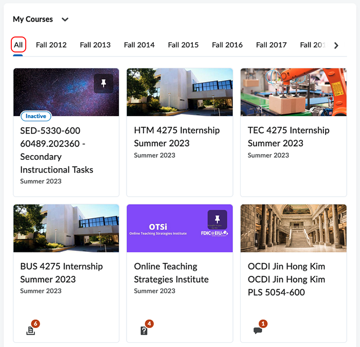 My Courses widget My Courses widget