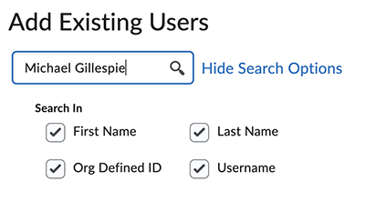 Search box for add existing user Search box for add existing user
