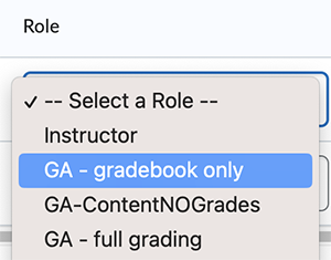 Select GA role Select GA role
