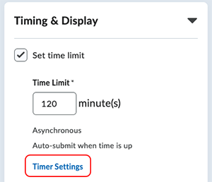 Timer Settings Timer Settings