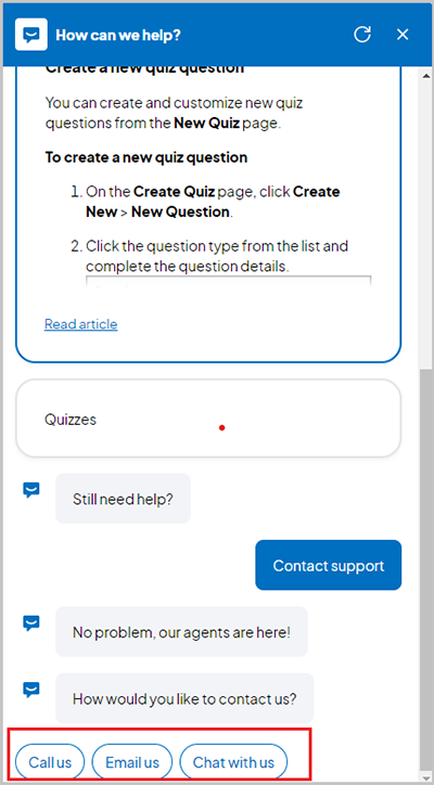 Virtual Assistant Call, Email, and Chat buttons Virtual Assistant Call, Email, and Chat buttons