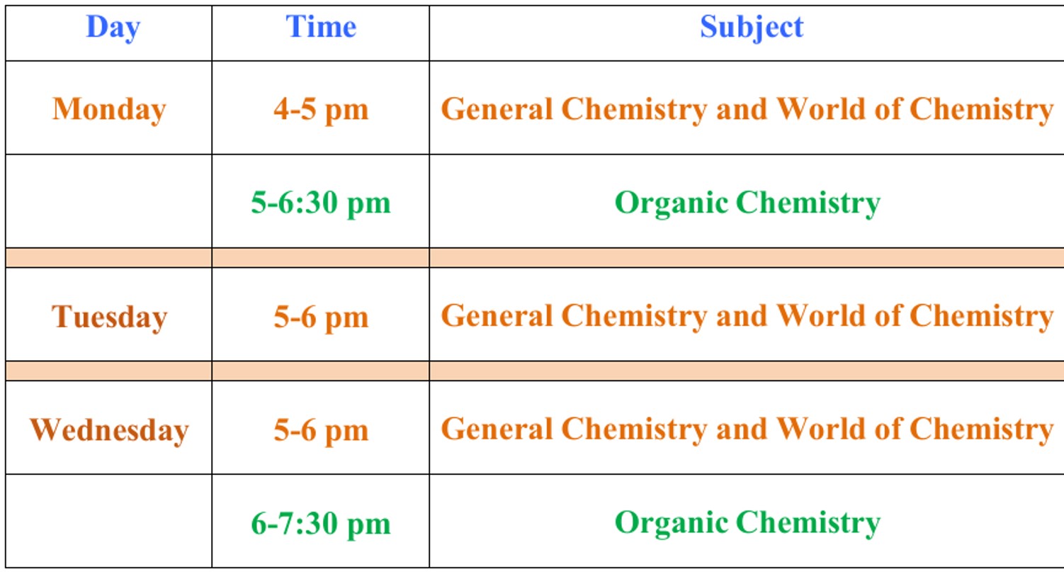 peer tutoring schedule FA26