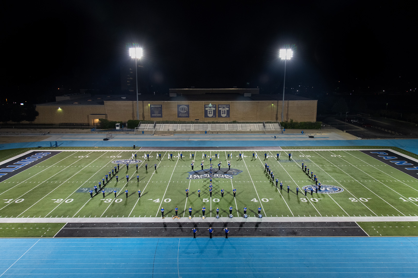 Maching band on the field.