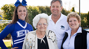 cheerleader and parents