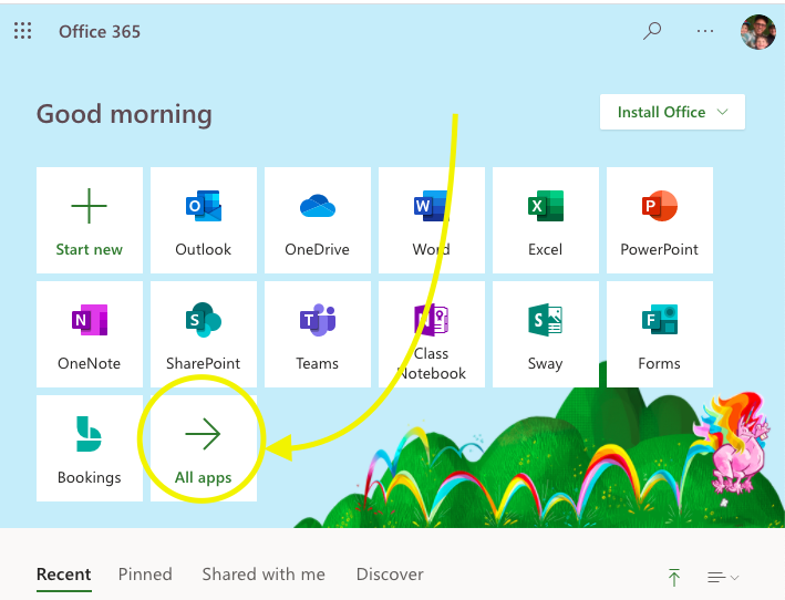 View microsoft Apps.